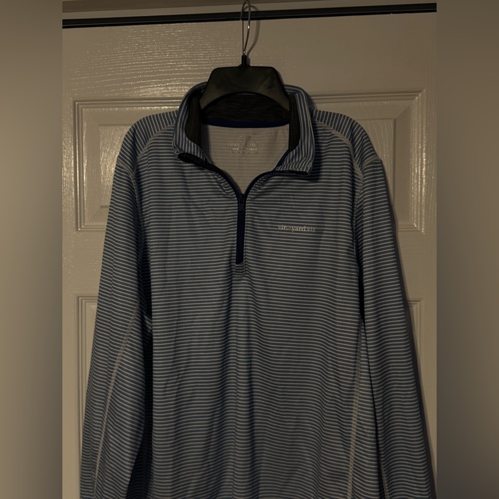 Vineyard Vines Navy and White Striped Half-Zip